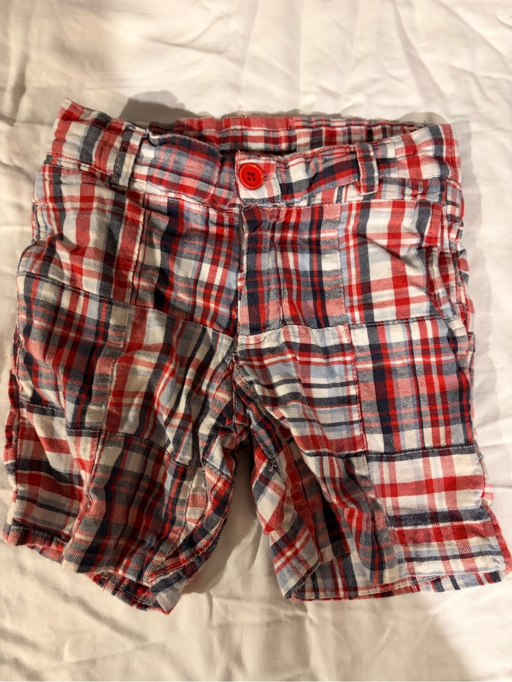 Red, Blue and White Plaid Kids Shorts